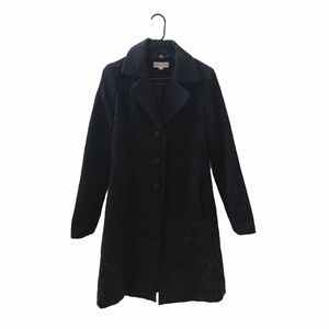 MERONA black floral textured long coat